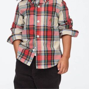 Boys Gap Holiday plaid button down shirt size medium